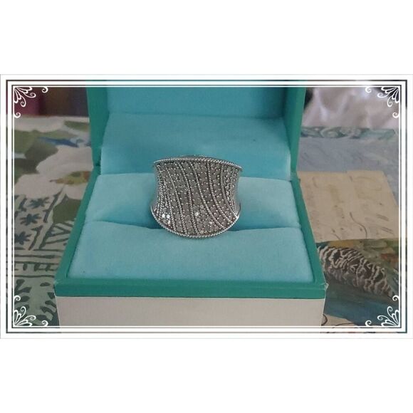 Gorgeous One Carat Genuine Diamond Wide Beaded Band Ring Sz 8 - Picture 4 of 7